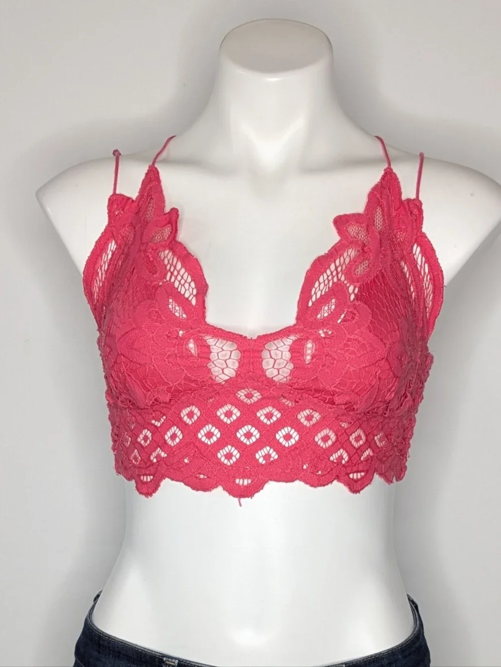 Free People One Pink Strappy Lace Bralette M